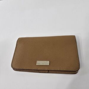 Henri Bendel Saffiano Leather Phone Wallet Cognac Saddle British Tan Bifold EUC